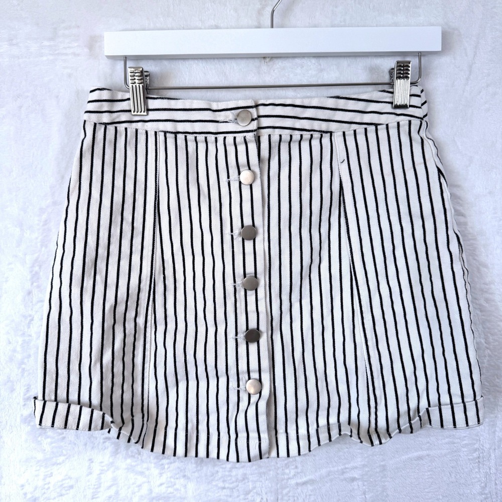 Altared State Womens‎ Striped Button Front A Line Mini Skirt Size L